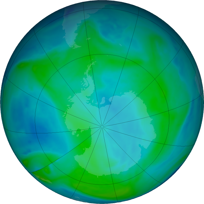 Antarctic ozone map for 03 February 2024